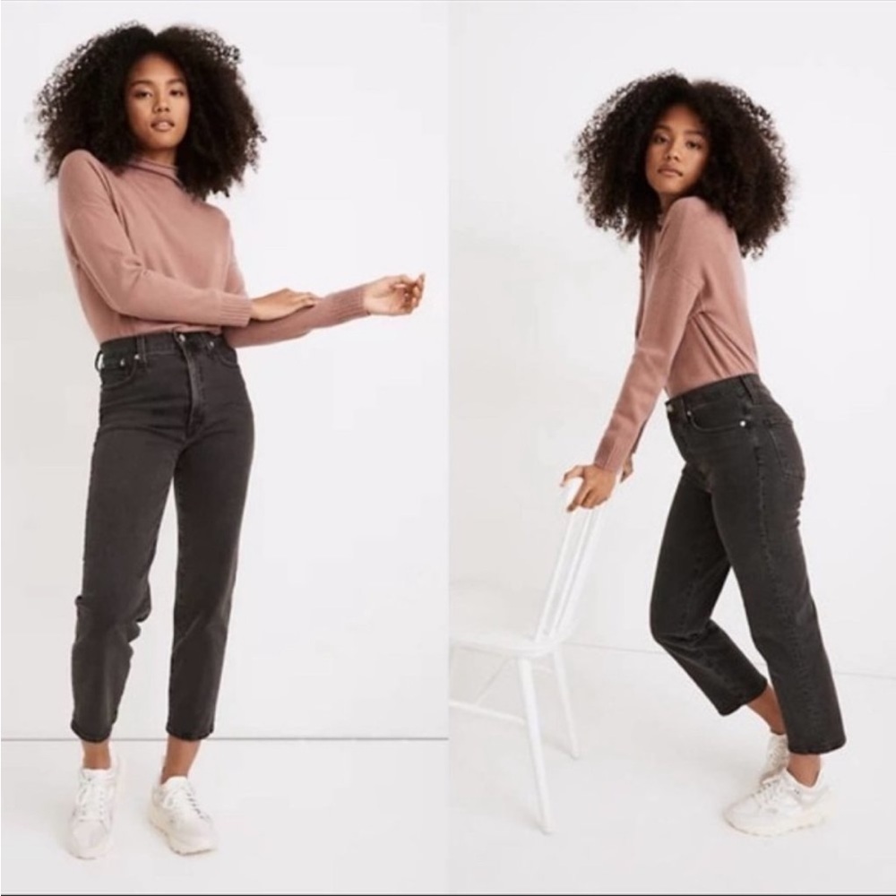 Madewell Perfect Vintage, Cropped, High Rise, Black Denim Jeans. Size 25.